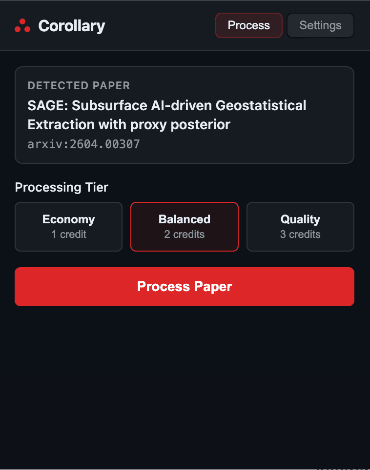 Corollary Chrome extension screenshot